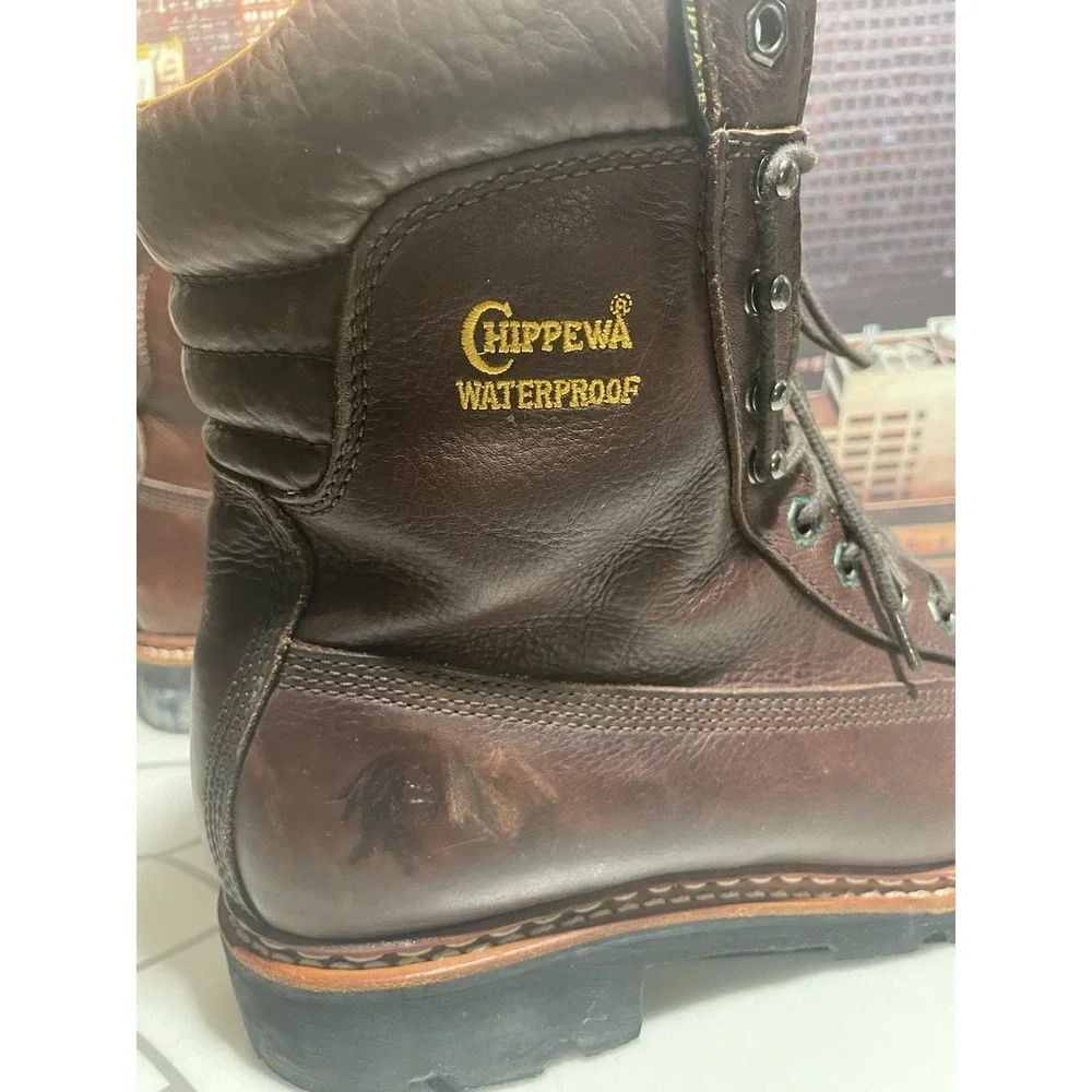 Chippewa Work Boots Mens Size 10 .5 M Lace Up Brown Leather Comfort No Steel Toe - Picture 11 of 12
